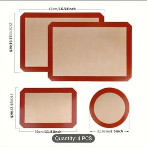 Silicone Baking Mats Set 4-Pack , Food Grade Non-stick Reusable, Silicon